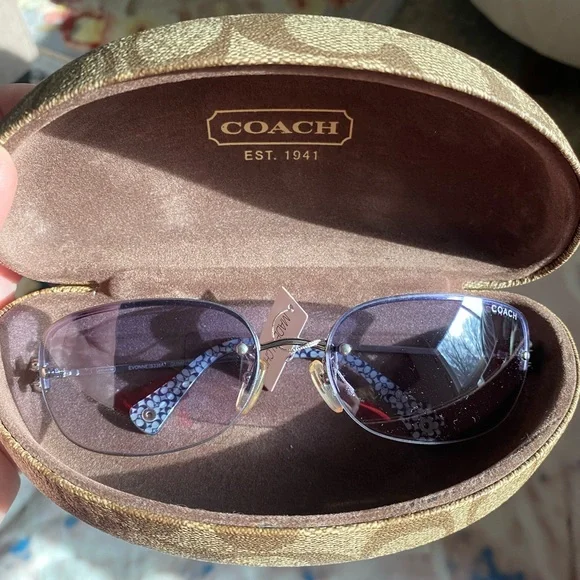 Coach Evonne S338A Gunmetal Sunglasses w/ Butterfly Rhinestones & Clamshell New - Picture 4 of 17